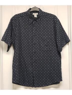 Claiborne Men's Short Sleeves Geometric Print Button-Up Shirt Sz L